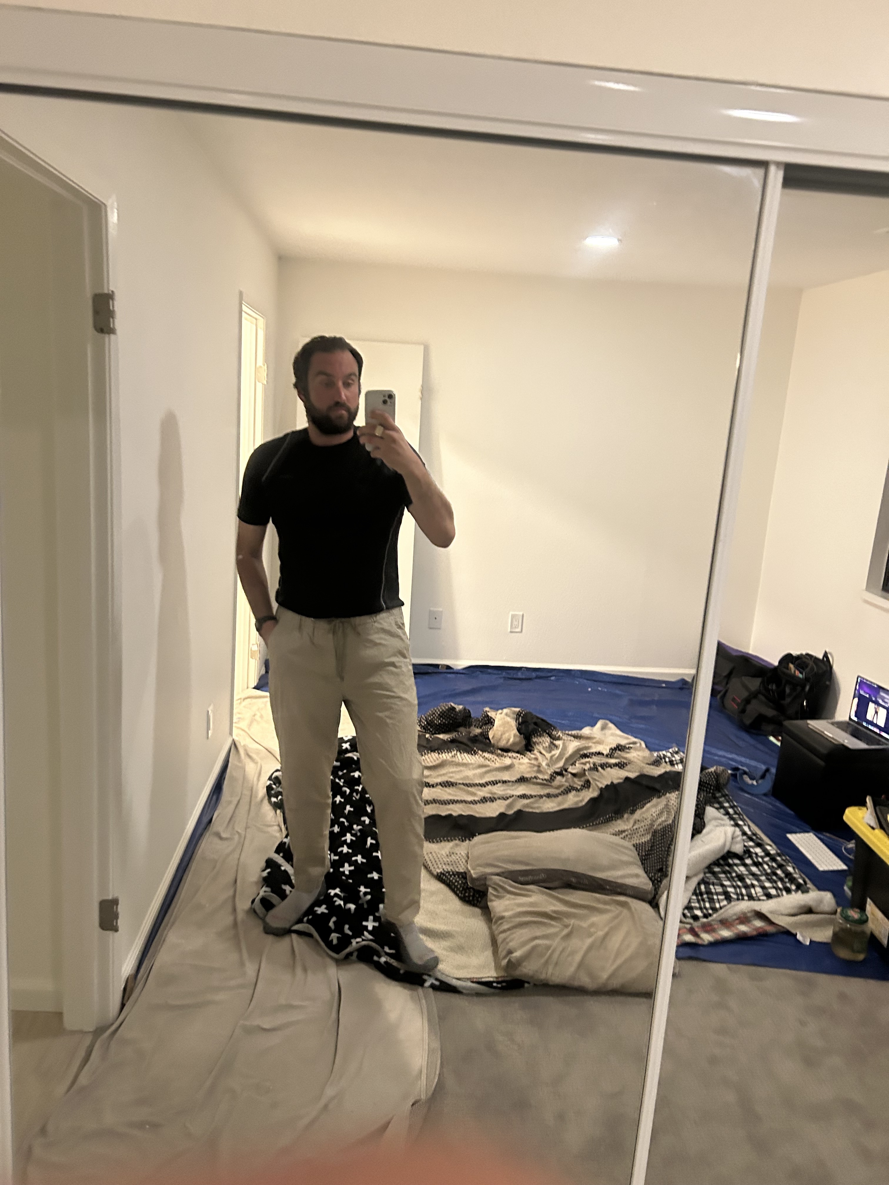 FIT 026 — full fit, bedroom mirror, Asics + Madewell